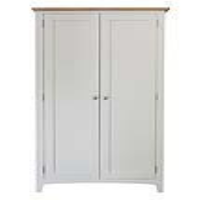 Modern Style White Painted Oak Wood And Metal 2 Door Full Hanging Bedroom Wardrobe With Hanging Rail 180 x 85cm