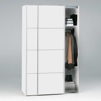 Traditional Tall White Finish 2 Sliding Double Door Bedroom Wardrobe 200.4x122.1cm