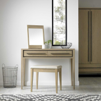 Rimini Aged Oak And Weathered Oak 2 Drawer Dressing Table Desk Tapering Legs 107x81x45cm