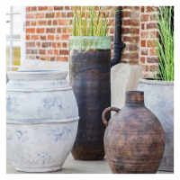 Oversized Rustic Copper and Grey Outdoor Garden Floor Standing Vase