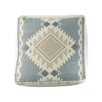 Green Aztec Killim Pouffe Grey