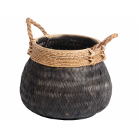 Matano Black Bamboo Basket 46x35cm