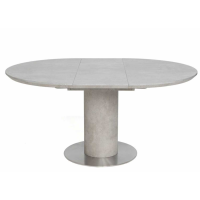 Round Concrete Effect Top Extending Dining Table Steel Base 120cm Diameter