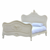Ornate Carved Shabby Chic Cream Painted French Style 5ft King Size Bed