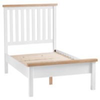 White Painted Lime Washed Oak Top 6ft Super King Size Bedstead with Low Foot End 120x193cm