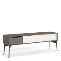 Fur TVUnit 2 sliding Doors + 1 Drawer in Grey, White and Walnut
