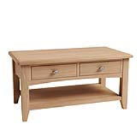Modern Style Oak 2 Drawer Large Living Room Coffee Table With Shelf 45 x 90cm