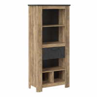 Rapallo 1 drawer bookcase in Chestnut and Matera Grey
