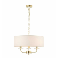Modern Antique Brass Effect Cylindrical Top Living Room 3 Pendant Light 79 x 45cm