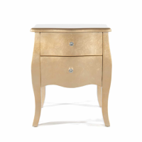 The Alchemist New Gold Gilt Leaf Small Bedside Table 2 Drawer