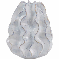 White Ceramic Vase With Textured Wave Detail