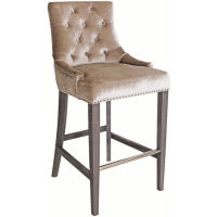 Belvedere Champagne Velvet Fabric Knocker Back Kitchen Bar Chair With Footrest