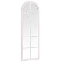 Modern White Painted Multi Window Outdoor Narrow Arched Top Wall Mirror 180 x 60cm