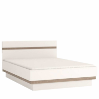 Modern Double 4ft 6 Bed Gloss White With Truffle Medium Oak Trim