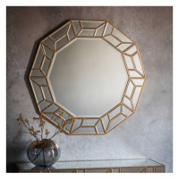 Artistic Decagon Geometric Gold Trimmed Mirrored Bedroom Reflections Wall Mirror
