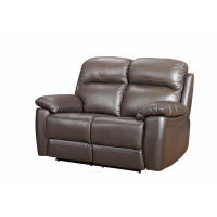 Aston Brown Leather Upholstered 2 Seater Fixed Sofa With Arm Pads 146cm Wide