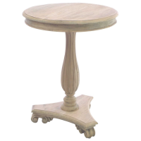 Vintage Single Pedestal Round Wine Lamp Table Solid Wood 60cm Diameter