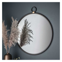 Pocket Watch Style Black Hammered Iron Metal Round Wall Mirror 61cm Diameter