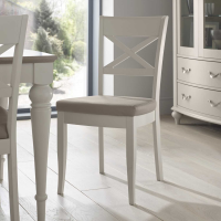 Grey Painted Cross Back Dining Chair Leather Seat Cushion