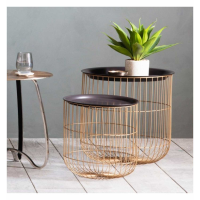 Modern Style Gold And Grey Finish Nest Of 2 Living Room Side Tables 62 x 50.5cm