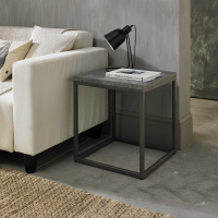 Zinc Effect Square Side End Lamp Table Dark Grey Metal Framed