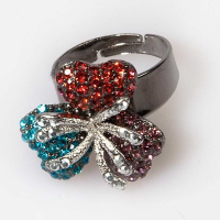 Triple Leaf Flower Ring Small Multi