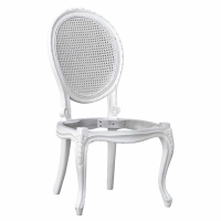 Provence Antiqued French Carved Wooden White Painted Dining Chair