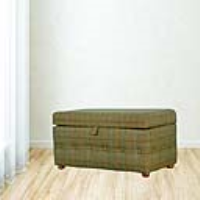 Footstool Upholstered In Multi Tweed