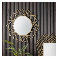 Gold Finish Hexagonal Spider Webb Framed Wall Mirror 96 x 96cm
