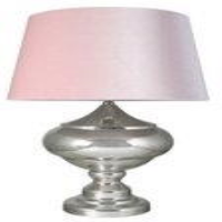 Silver Chrome Metal Table Lamp With Pink Shade