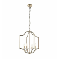 Polished Antique Brass Finish and Lantern Style 4 Pendant Ceiling Light 100x48cm