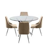 Value Nova 130cm Round Dining Table And 4 Champagne Tiffany Chairs