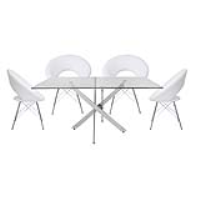 Value Nova 160cm Rectangular Dining Set With 4 White Orb Chairs
