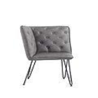 Modern Grey Leather Studded Back Metal Hairpin Legs Corner Bench 92.5 x 64cm