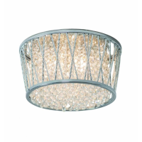 Trendy Chrome Round Clear Crystal Glass Detailed Living Room Ceiling Light 18 x 30cm
