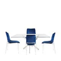 Value Nova 160cm Rectanglular Dining Table And 4 Blue Zula Chairs