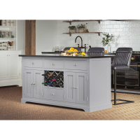 Grey Kitchen Island With Black Granite Worktop