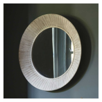 Ramlia Antique Style Rustic Finish Bedroom Round Wall Mirror 81cm Diameter