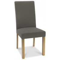 Pair of Parker Light Oak Square Back Kitchen Dining Room Chair Titanium Pale Grey Fabric Upholstery