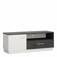 Modern 1 Door 1 Drawer TV Media Cabinet in Slate Grey and White 133cm Wide