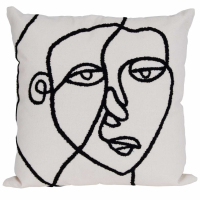 Linework Face Embroidered Cushion