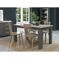 Grey 6 Seater Extending Dining Table Set with 4 Spindle Chairs Scandi Oak