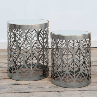 Gin Shu Metal Nest Of Tables Silver Gilt Leaf