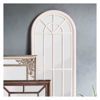 Large Tall Multi Window Antique White Wood Arched Panelled Leaner Wall Mirror 180x60cm