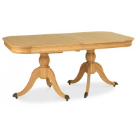 Traditional Large Oak Extending Dining Table Twin Pedestal 175 to 225cm