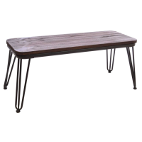 Industrial Fitzroy Small Elm Wood Steel Hairpin Framed 111cm Kitchen Dining Room Bench