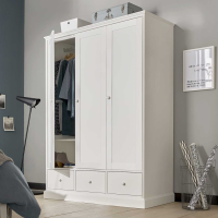 Modern Tall Large White Painted Triple Wardrobe 3 Doors 3 Drawers H195xW140cm