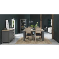 Dark Grey Painted Oak Extending Dining Table and 4 Oak Chairs Dining Set