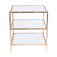 Modern Style Gold Gilt Leaf Parisienne Metal Three Tier Side Table 51x45cm