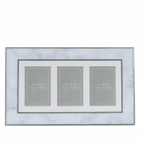 Grey Marble 3 Aperture Horizontal Photo Frame (4inx6in)